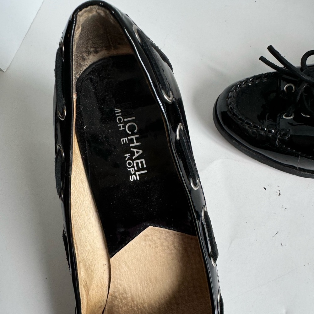 Michael Michael Kors Womens Tabitha Pump Size 8.5M Black Patent Block Heel - Picture 9 of 11